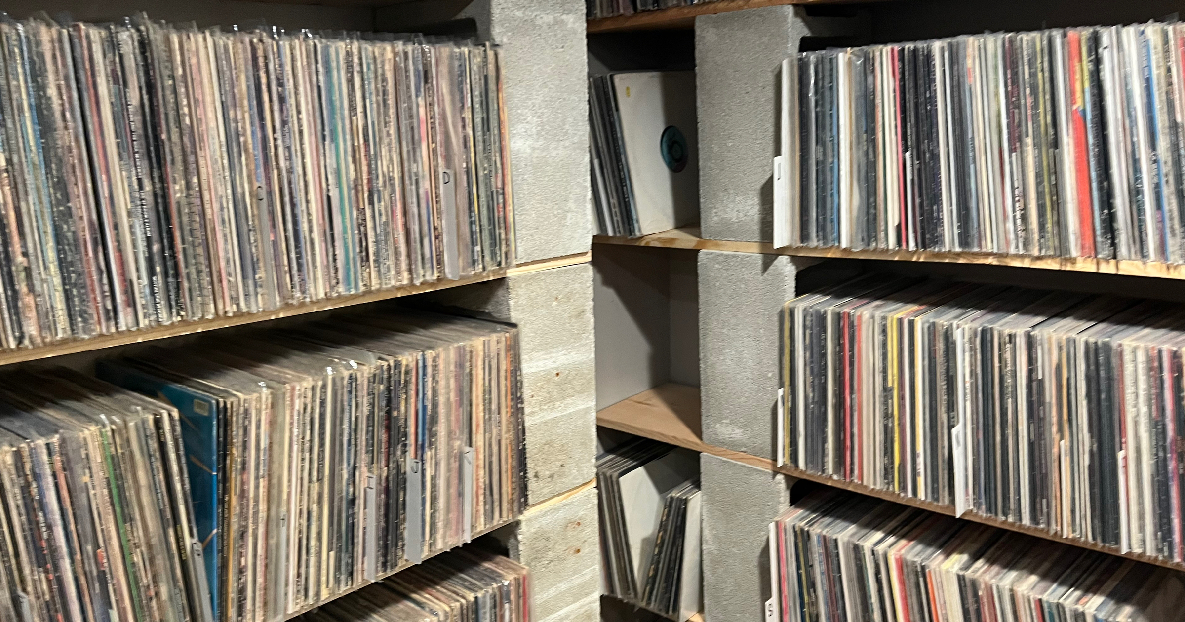 Picture of vinyl records on shelves